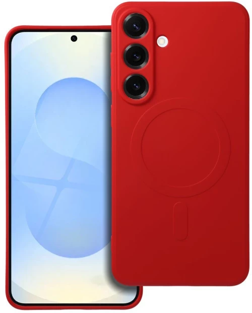 SILICONE MAG COVER case compatible with MagSafe for SAMSUNG S25 Plus red