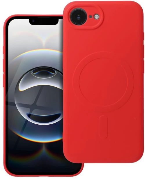 SILICONE MAG COVER case compatible with MagSafe for IPHONE 16e red