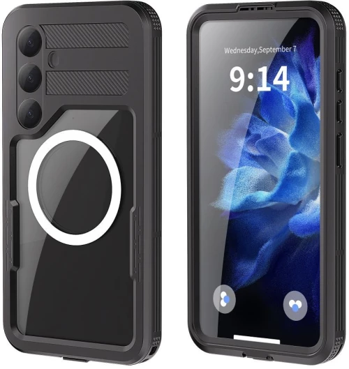 Waterproof case SHELLBOX MARS with metal ring for SAMSUNG S25 Plus black