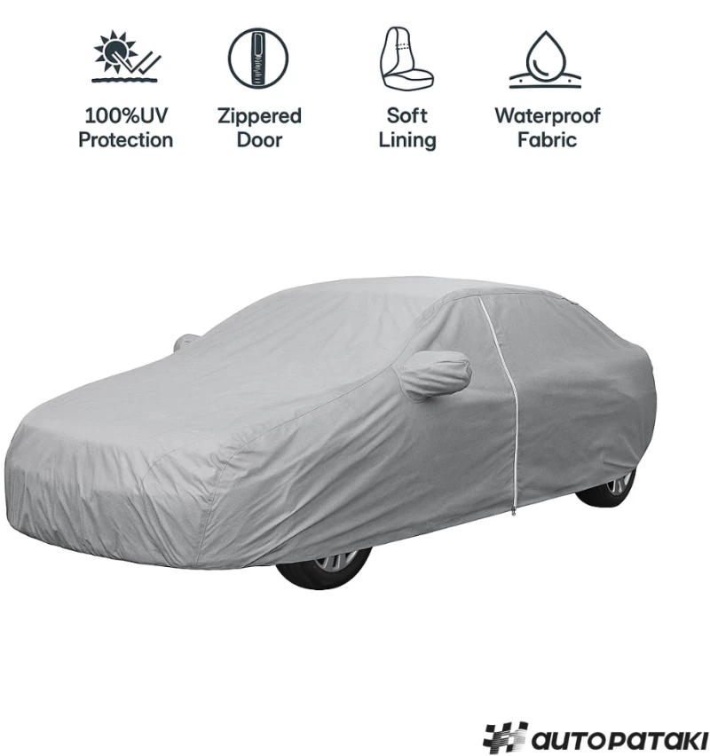 Κουκούλα Αυτοκινήτου Οικονομική Hatchback Medium (335*165 cm)– Ηλιοπροστασία, Φερμουάρ & Βαμβακερή Επένδυση