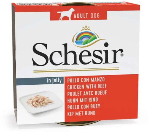 Schesir Dog Jelly Φιλετάκια Κοτόπουλο και Μοσχάρι 150gr
