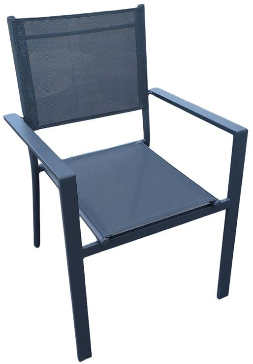 WOODWELL Ε6794,3AMIRAL Πολυθρόνα Dining Στοιβαζόμενη, Αλουμίνιο Ανθρακί - Textilene Γκρι 60x57x85cm Ε6794,3