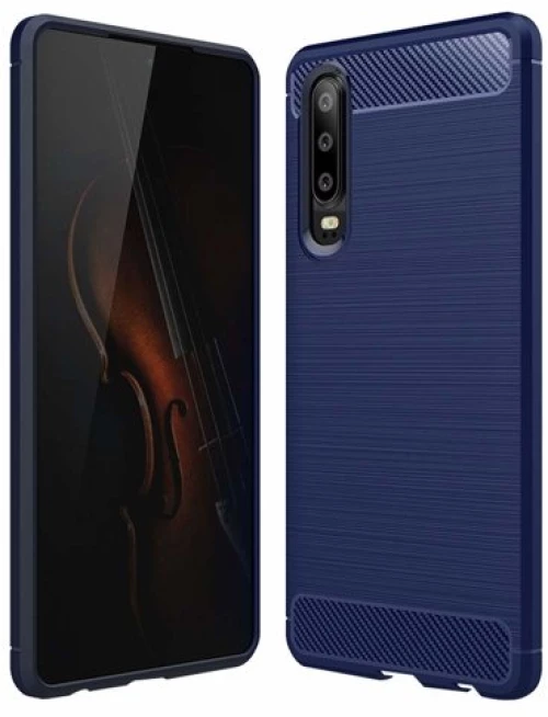 Θήκη TPU Σιλικόνης Carbon Fiber Brushed Style για Huawei P30 - Μπλε