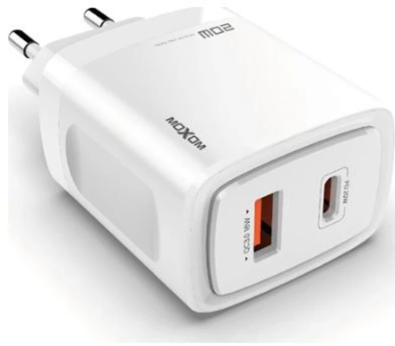 Moxom Φορτιστής USB-A και Θύρα USB-C 20W Quick Charge 3.0 PD20w Λευκός