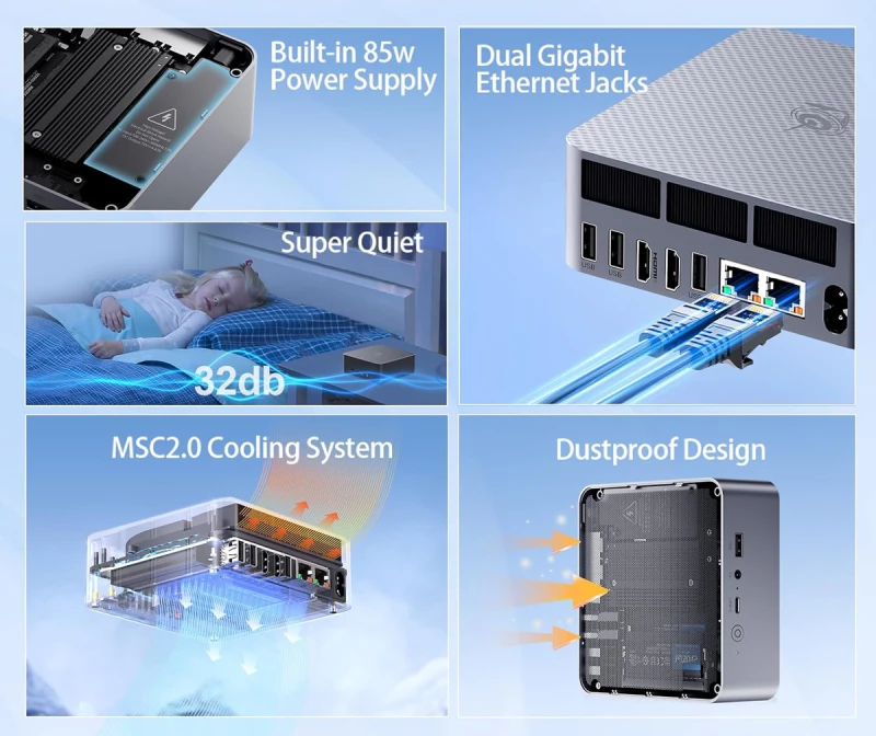 BEELINK mini PC EQR6, AMD Ryzen 5 6600U, 24GB, 500GB M.2, Windows 11 Pro