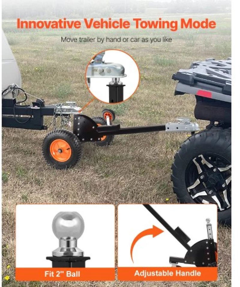 1500lbs 2-in-1 Trailer Dolly 22 and 26 in Adjustable Height 2in Ball with Caster