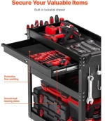 VEVOR 4-Tier Tool Cart on Wheels 350 lb Rolling Work Cart with Drawer & Pegboard
