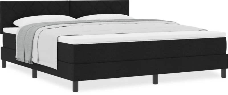 vidaXL Kρεβάτι Box Spring με Στρώμα Μαύρο 180x200 εκ. Υφασμάτινο