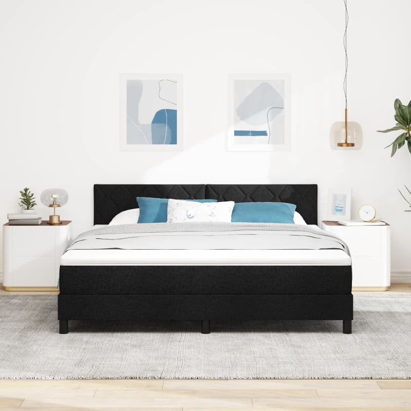 vidaXL Kρεβάτι Box Spring με Στρώμα Μαύρο 180x200 εκ. Υφασμάτινο