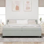Κρεβάτι Box Spring με Στρώμα vidaXL Ανοιχτό Γκρι 200x200 εκ. Βελούδο