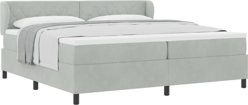 Κρεβάτι Box Spring με Στρώμα vidaXL Ανοιχτό Γκρι 200x200 εκ. Βελούδο