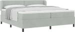 Κρεβάτι Box Spring με Στρώμα vidaXL Ανοιχτό Γκρι 200x200 εκ. Βελούδο