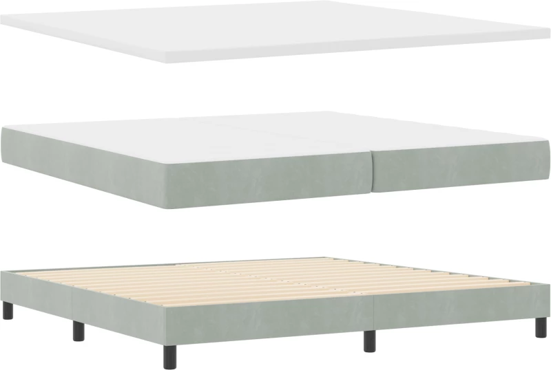 Κρεβάτι Box Spring με Στρώμα vidaXL Ανοιχτό Γκρι 200x200 εκ. Βελούδο