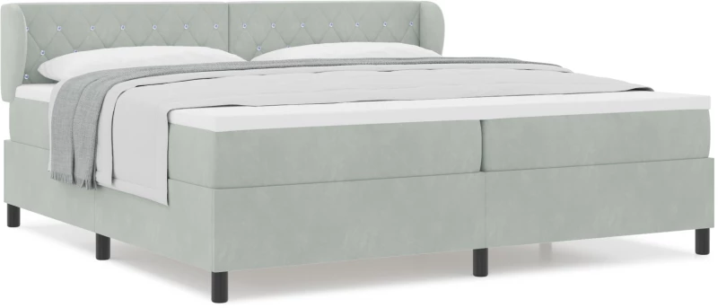Κρεβάτι Box Spring με Στρώμα vidaXL Ανοιχτό Γκρι 200x200 εκ. Βελούδο