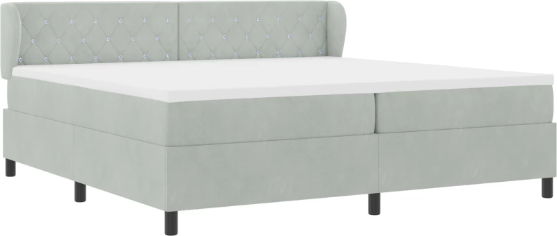 Κρεβάτι Box Spring με Στρώμα vidaXL Ανοιχτό Γκρι 200x200 εκ. Βελούδο