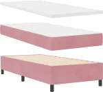 vidaXL Ροζ Κρεβάτι Box Spring με Στρώμα & Πάγκο 90x190 εκ. Βελούδο