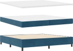 vidaXL Κρεβάτι Box Spring με Στρώμα & Πάγκο Σκούρο Μπλε 200x200 εκ. Βελούδο