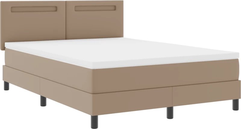 vidaXL Κρεβάτι Box Spring με Στρώμα σε Καπουτσίνο - 140 x 200 εκ, Συνθετικό Δέρμα.