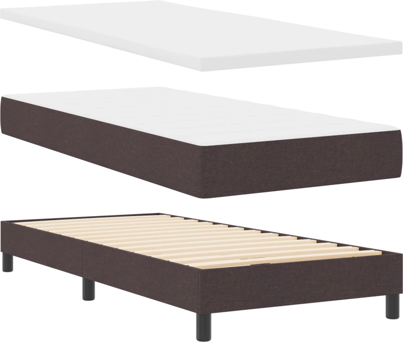vidaXL Κρεβάτι Box Spring με Στρώμα Σκούρο Καφέ 100x200 εκ Υφασμα