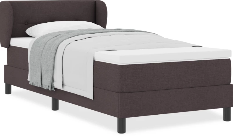 vidaXL Κρεβάτι Box Spring με Στρώμα Σκούρο Καφέ 100x200 εκ Υφασμα