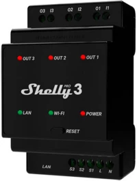 DIN Rail Smart Switch Shelly Pro 3 with dry contacts, 3 channels
