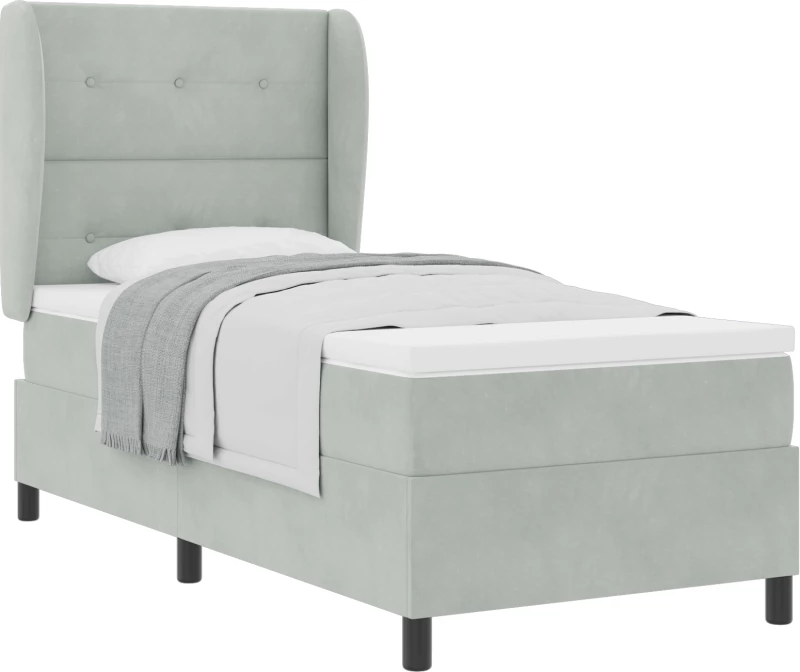 κρεβάτι box spring με στρώμα vidaXL ανοιχτό γκρι 90x190 εκ βελούδο
