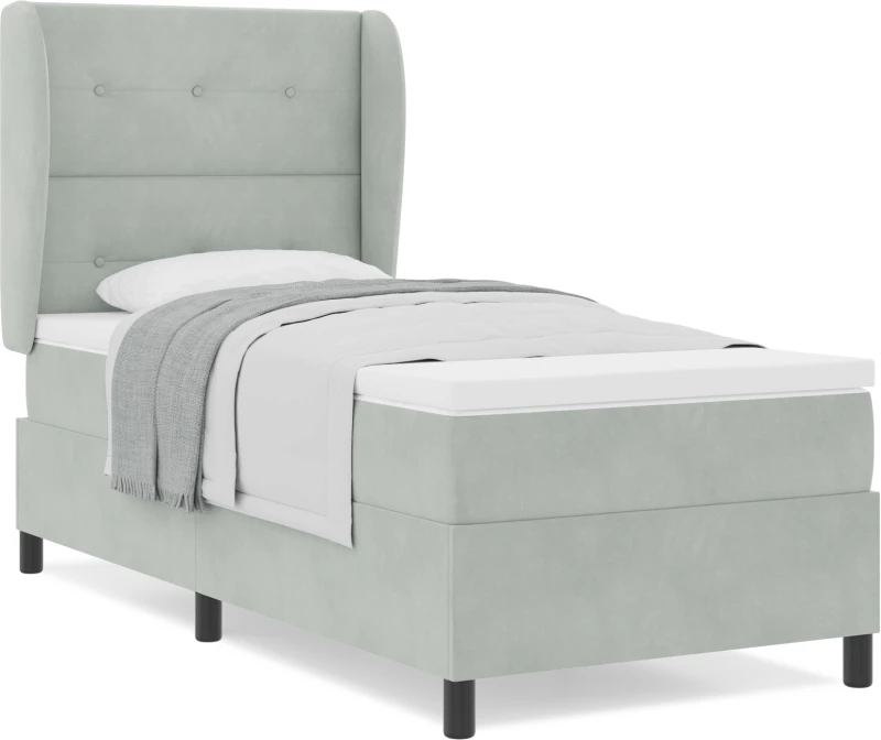 κρεβάτι box spring με στρώμα vidaXL ανοιχτό γκρι 90x190 εκ βελούδο