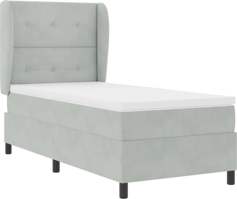 κρεβάτι box spring με στρώμα vidaXL ανοιχτό γκρι 90x190 εκ βελούδο