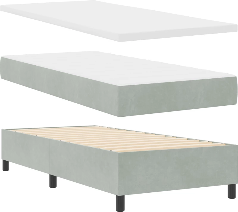 κρεβάτι box spring με στρώμα vidaXL ανοιχτό γκρι 90x190 εκ βελούδο