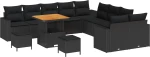 Σετ καναπέ κήπου 13 τεμαχίων με μαξιλάρια Μαύρο Ρατάν PE Ακακία