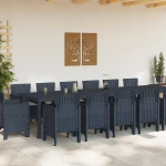 vidaXL Σετ 15 Τεμαχίων Κήπου με Μαξιλάρια Ανθρακί Συνθετικό Ρατάν