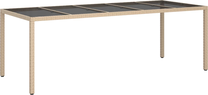 vidaXL Τραπέζι Εστίασης Κήπου Μπεζ 250x100x75 εκ. Πολυ Ρατάν