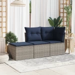 vidaXL Σκαμπό Κήπου με Μαξιλάρι Γκρι 55x55x37 εκ. Ρατάν