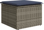 vidaXL Σκαμπό Κήπου με Μαξιλάρι Γκρι 55x55x37 εκ. Ρατάν
