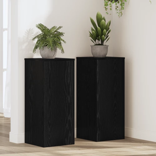 vidaXL Βάσεις Φυτών 2 τεμάχια Μαύρη Δρυ 30x30x70 εκ. Φτιαγμένο ξύλο