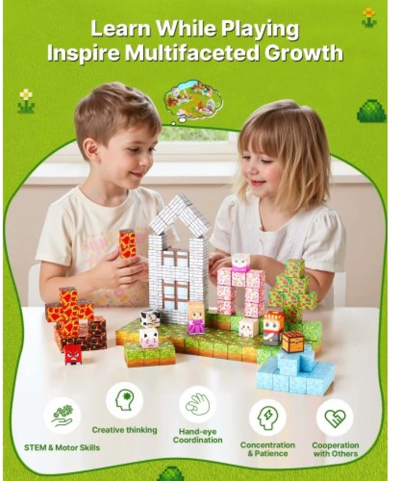 VEVOR Magnetic Blocks 150 PCS Forest Castle Set STEM Montessori Sensory Toys