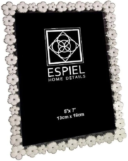 Κορνίζα FAM756 10x15cm Silver-White Espiel Μέταλλο,Αλουμίνιο