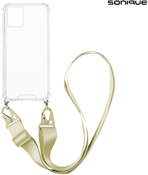Θήκη Σιλικόνης με Strap Sonique Armor Clear Motorola Moto G75 5G Μπεζ
