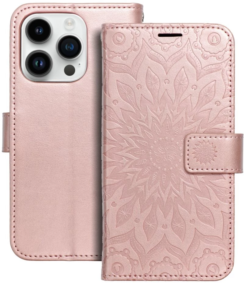 MEZZO Book case for IPHONE 14 Pro mandala rose gold