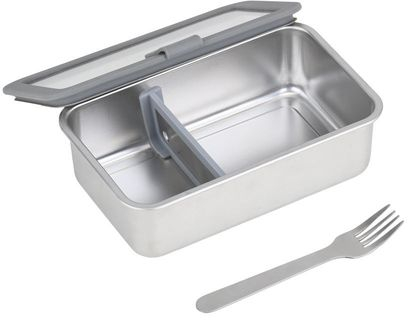 Estia Φαγητοδοχείο Ανοξείδωτο Ορθογώνιο 1250ml Με Γυάλινο Καπάκι Και Πηρούνι 01-33026