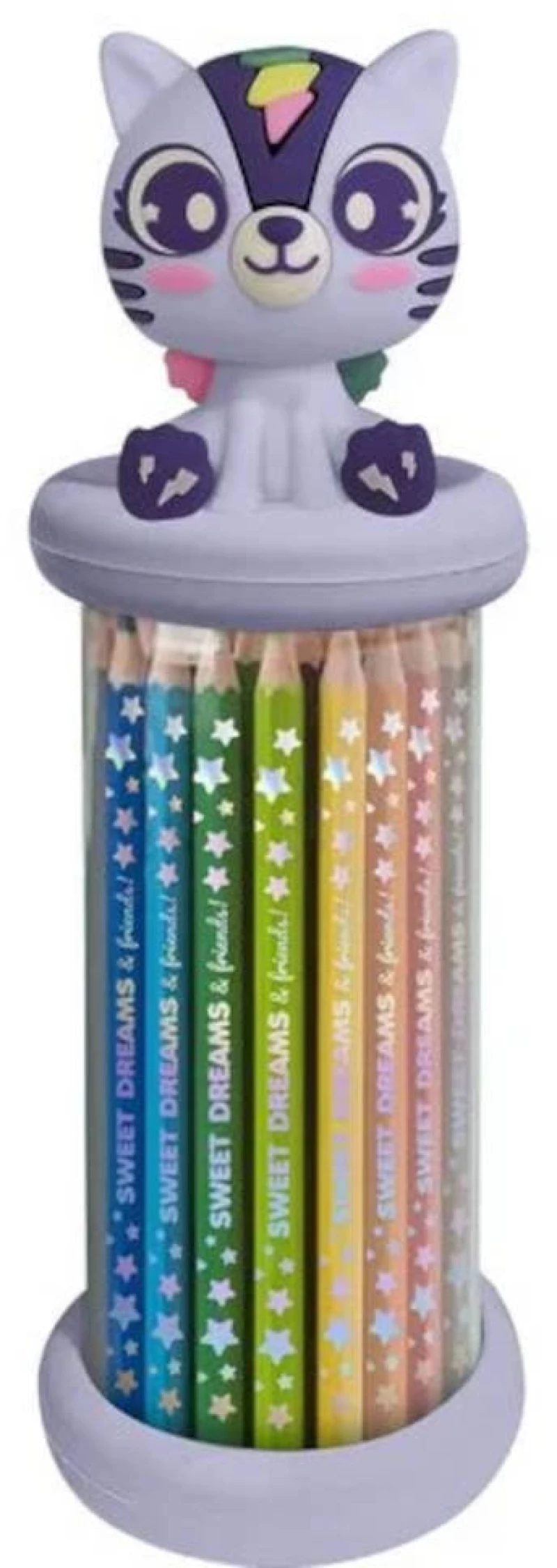 Ξυλομπογιές Sweet Dreams 12 τεμ σε Διάφανη Θήκη Toper Cat KL11631_C