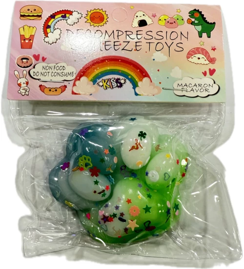 Antistress Pinch Family Squishy Πατούσα με Strass σε Μπλε αποχρώσεις 7x5.5cm