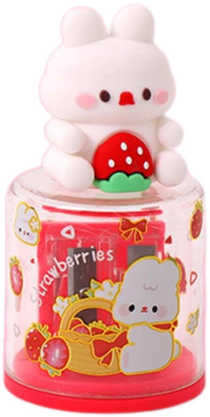 Ξύστρα Βαρελάκι Διπλή με Γόμα 3D Rabbit Strawberries MC50916_R