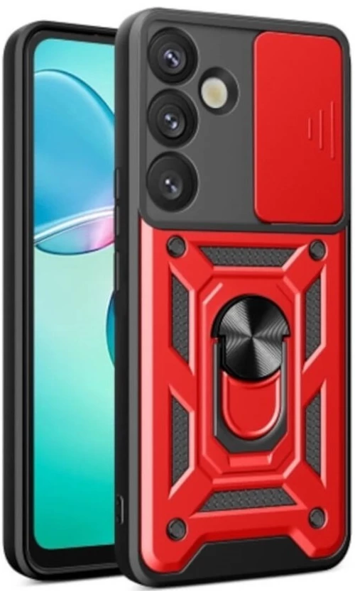 Θήκη Samsung Galaxy S25 Plus Bodycell Armor Slide Ανθεκτική με Κάλυμμα για την Κάμερα & Μεταλλικό Ring Holder - Red (5206015080982)