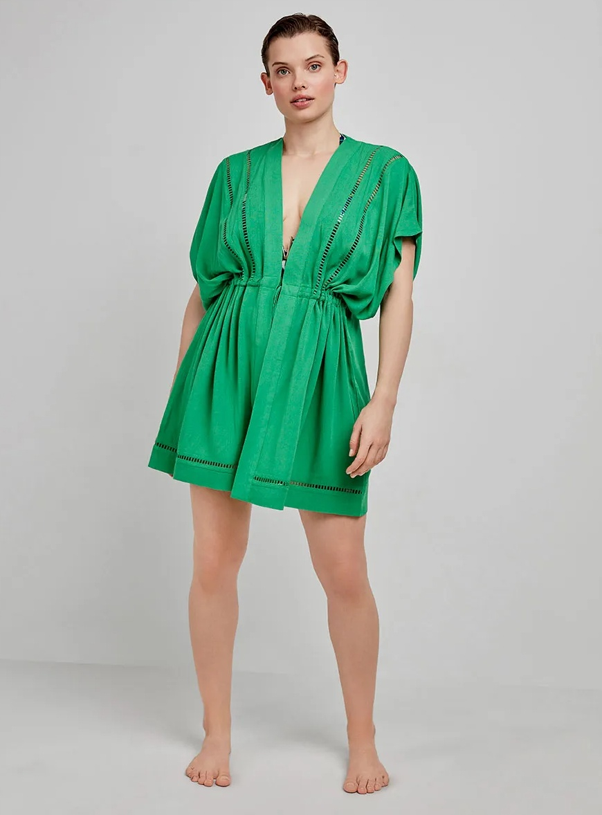 Gisela Γυναικείο Καφτάνι Beachdress Viscose Regular Fit 2/40036Green