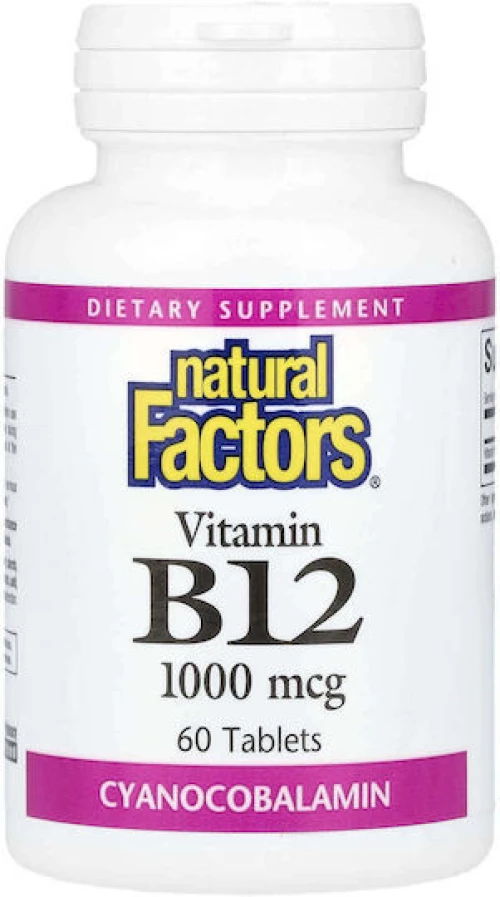 NATURAL FACTORS Βιταμίνη B12 Για Την Υγεία Του Νευρικού Συστήματος 90 Ταμπλέτες