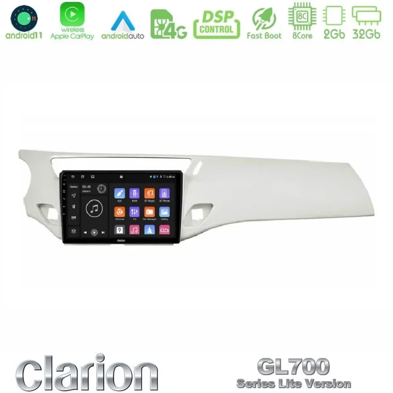Clarion GL700 Lite Series 8Core Android11 2+32GB Citroen C3 2009-2016 Navigation Multimedia Tablet 9" Με Carplay & Android Aut U-G72L-CT1948WH