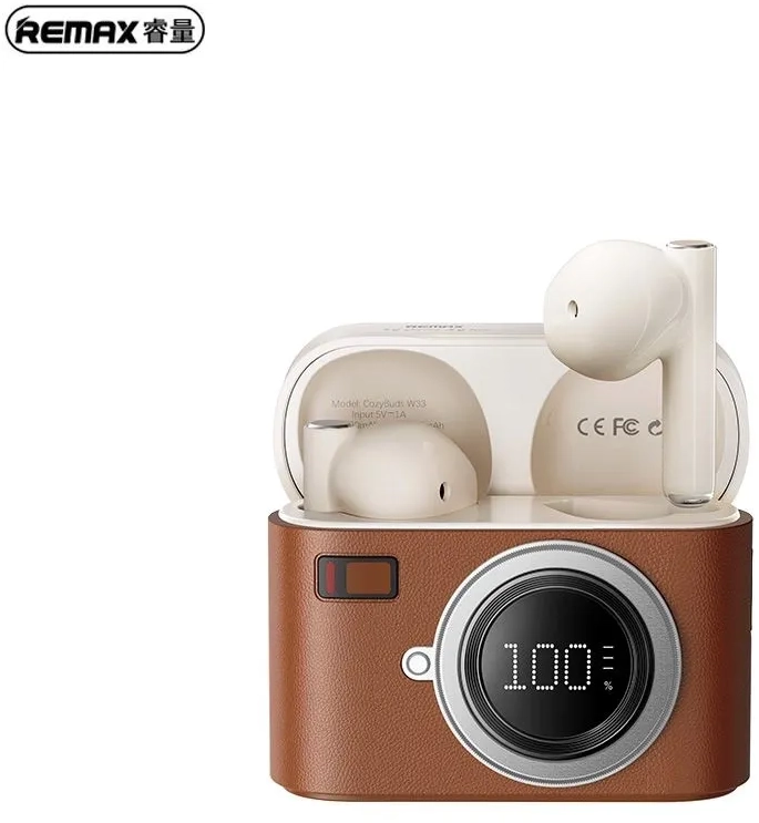 REMAX COZYBUDS W33 (BROWN) TRUE WIRELESS EARBUDS REMAX COZYBUDS W33 (BROWN)