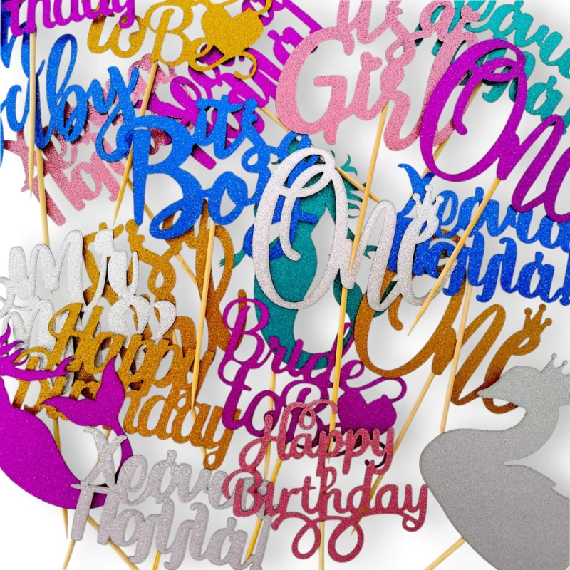 Cake Topper Χάρτινο glitter Ασημί Κύκνος
