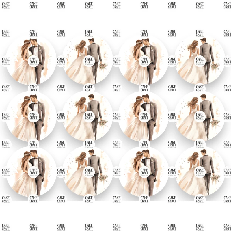 Βρώσιμα σχέδια Wedding τάπες 6cm - 12τμχ